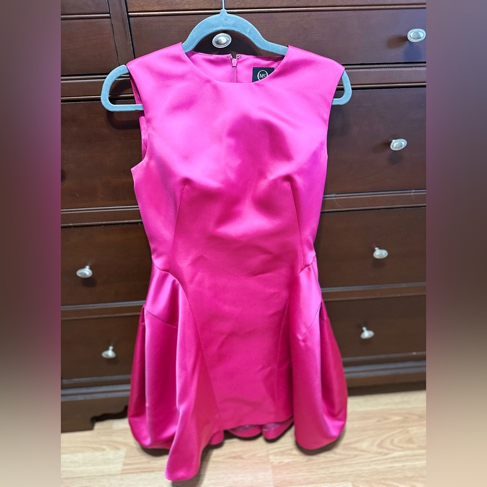 McQ by Alexander McQueen Pink Satin Gather Back Detail Cocktail Dress